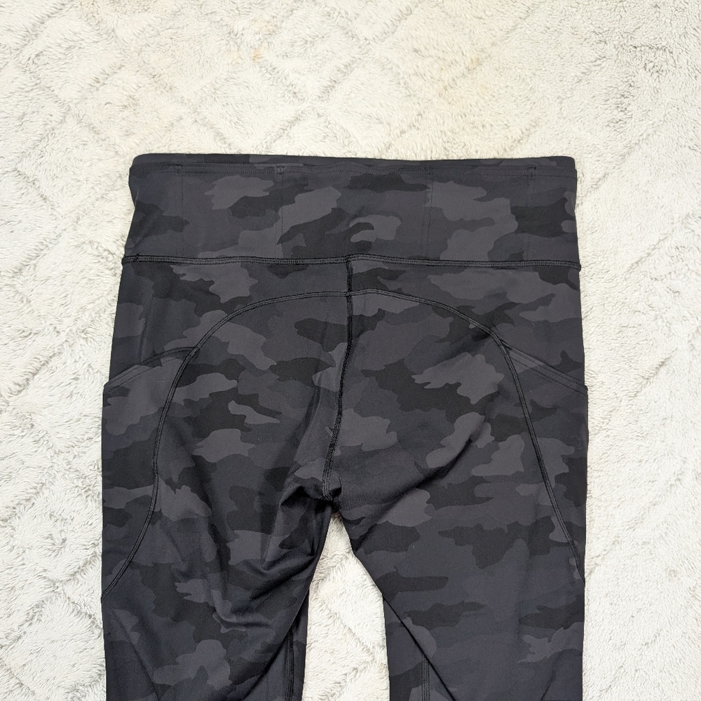 Lululemon Leggings Womens 12 Gray Incognito Camo Fast Free Hi Rise Crop 23” - Picture 11 of 12